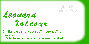 leonard kolcsar business card